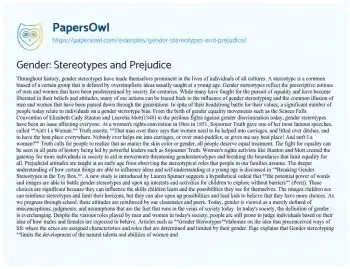 Essay on Gender: Stereotypes and Prejudice