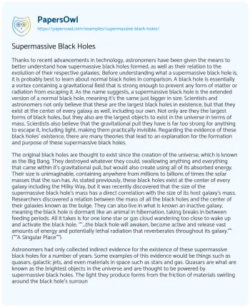 Essay on Supermassive Black Holes