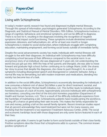 Essay on Living with Schizophrenia