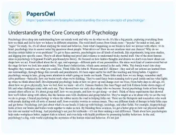 Essay on Understanding the Core Concepts of Psychology