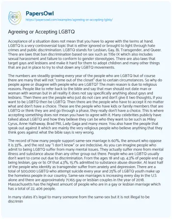 Essay on Agreeing or Accepting LGBTQ