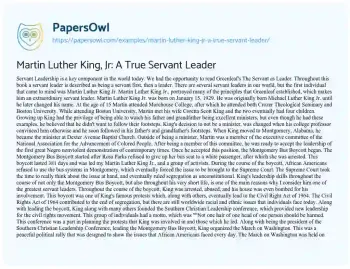 Essay on Martin Luther King, Jr: a True Servant Leader