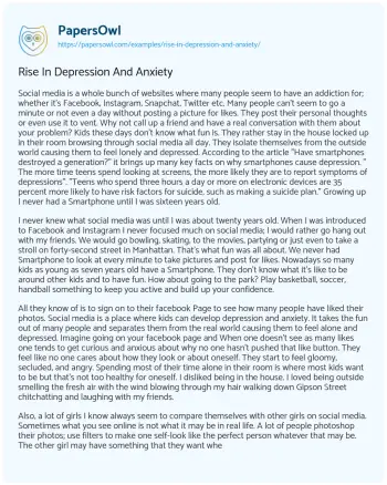 Essay on Rise in Depression and Anxiety