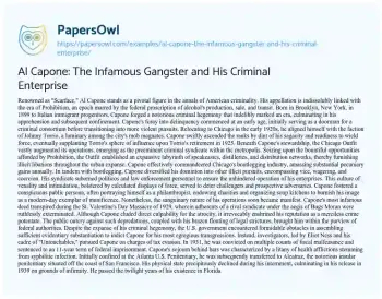 Essay on Al Capone: the Infamous Gangster and his Criminal Enterprise