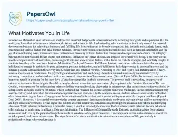 Essay on What Motivates you in Life