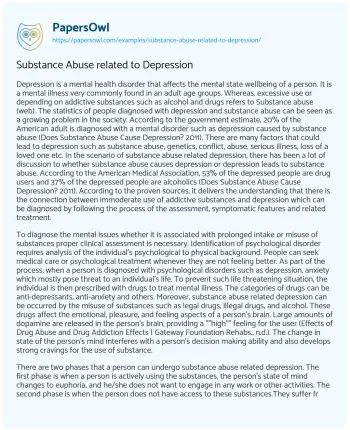 Essay on Substance Abuse Related to Depression