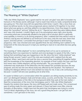 Essay on The Meaning of “White Elephant”