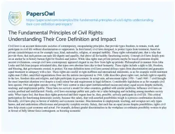 Essay on The Fundamental Principles of Civil Rights: Understanding their Core Definition and Impact