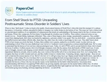 Essay on From Shell Shock to PTSD: Unraveling Posttraumatic Stress Disorder in Soldiers’ Lives