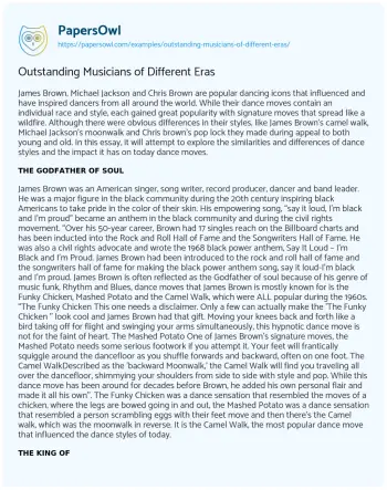 Essay on Outstanding Musicians of Different Eras