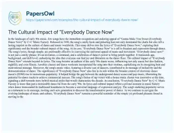 Essay on The Cultural Impact of “Everybody Dance Now”