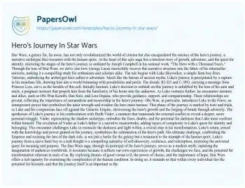 Essay on Hero’s Journey in Star Wars