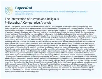 Essay on The Intersection of Nirvana and Religious Philosophy: a Comparative Analysis