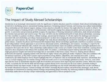 Essay on The Impact of Study Abroad Scholarships