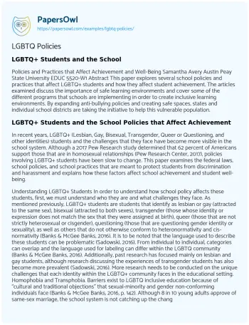 Essay on LGBTQ Policies