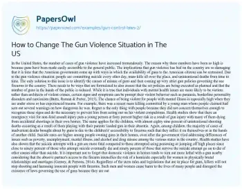 Essay on How to Change the Gun Violence Situation in the US