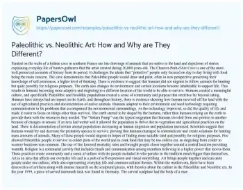 Essay on Paleolithic Vs. Neolithic Art: how and why are they Different?