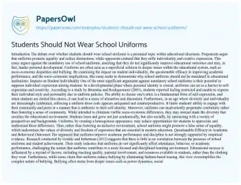 Essay on Students should not Wear School Uniforms