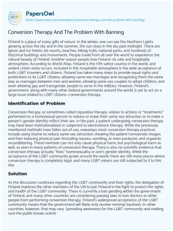 Essay on Conversion Therapy and the Problem with Banning