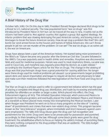 Essay on A Brief History of the Drug War