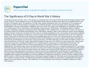 Essay on The Significance of D-Day in World War II History