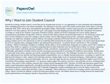 Essay on Why i Want to Join Student Council