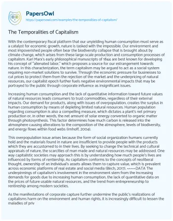 Essay on The Temporalities of Capitalism