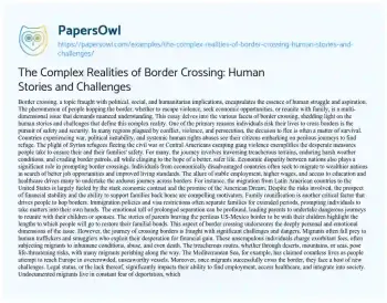 Essay on The Complex Realities of Border Crossing: Human Stories and Challenges