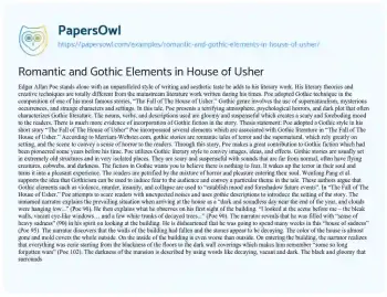 Essay on Romantic and Gothic Elements in House of Usher