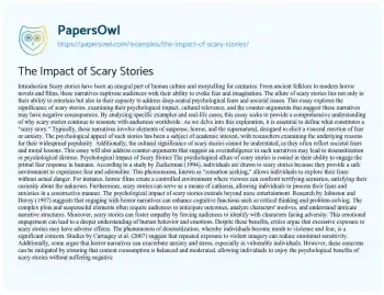 Essay on The Impact of Scary Stories