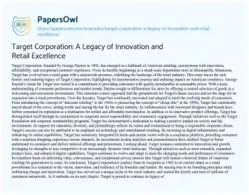 Essay on Target Corporation: a Legacy of Innovation and Retail Excellence