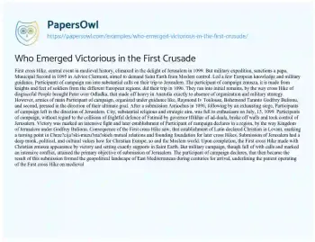 Essay on Who Emerged Victorious in the First Crusade