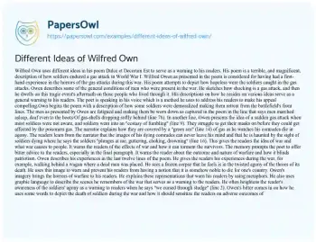 Essay on Different Ideas of Wilfred own