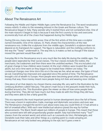 Essay on About the Renaissance Art