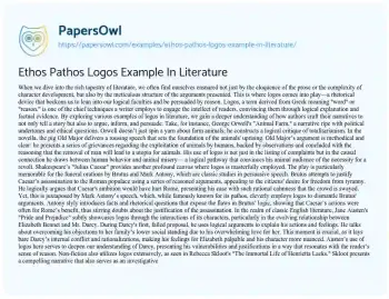 Essay on Ethos Pathos Logos Example in Literature