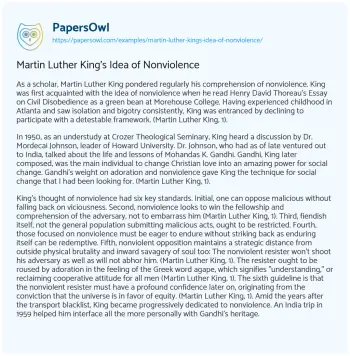 Essay on Martin Luther King’s Idea of Nonviolence