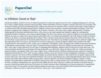 Essay on Is Inflation Good or Bad