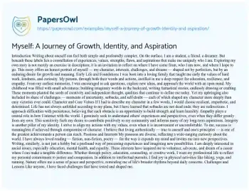 Essay on Myself: a Journey of Growth, Identity, and Aspiration