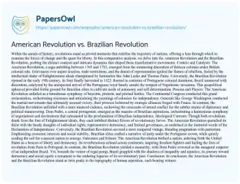 Essay on American Revolution Vs. Brazilian Revolution