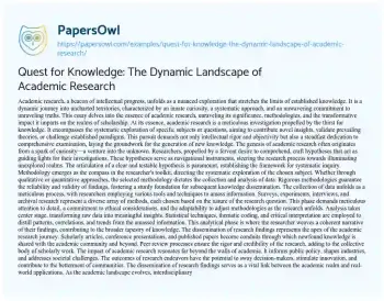 Essay on Quest for Knowledge: the Dynamic Landscape of Academic Research