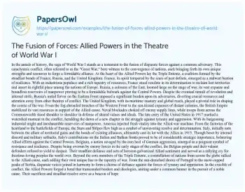 Essay on The Fusion of Forces: Allied Powers in the Theatre of World War i