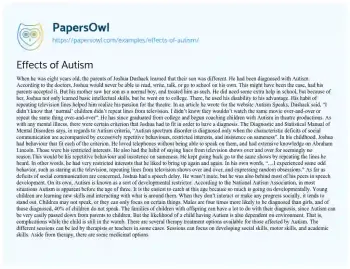 Essay on Effects of Autism