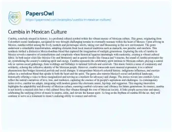 Essay on Cumbia in Mexican Culture