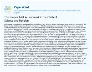 Essay on The Scopes Trial: a Landmark in the Clash of Science and Religion