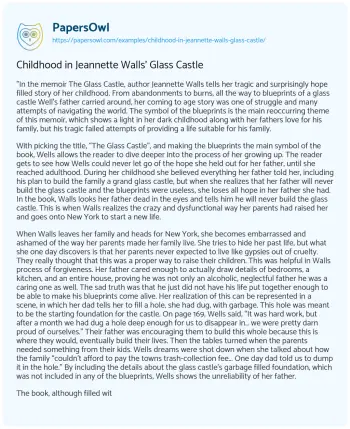 Essay on Childhood in Jeannette Walls’ Glass Castle