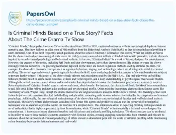 Essay on Is Criminal Minds Based on a True Story? Facts about the Crime Drama Tv Show