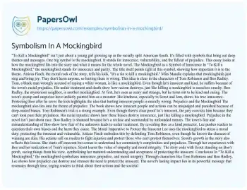 Essay on Symbolism in a Mockingbird