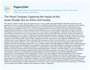 Essay on The Moral Compass: Exploring the Impact of the Seven Deadly Sins on Ethics and Society