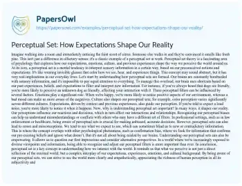 Essay on Perceptual Set: how Expectations Shape our Reality