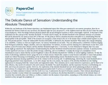 Essay on The Delicate Dance of Sensation: Understanding the Absolute Threshold